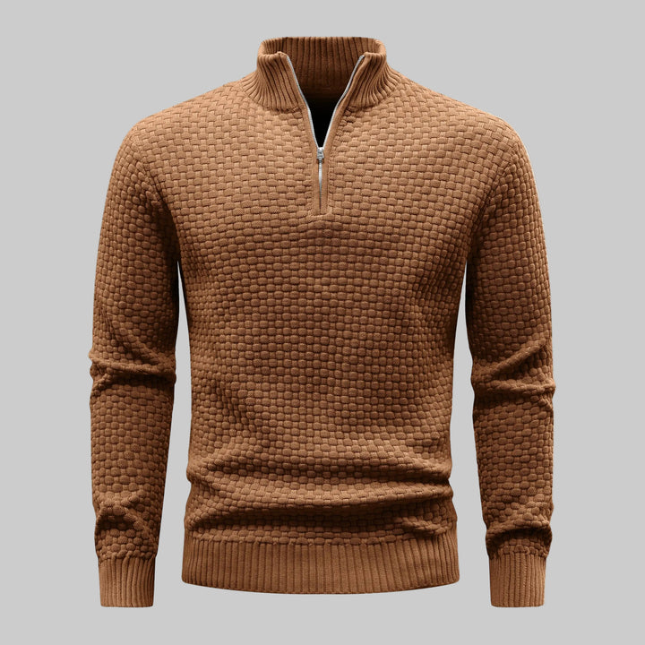 Winter Soft Waffle Knit Warm Zip-Up Sweater