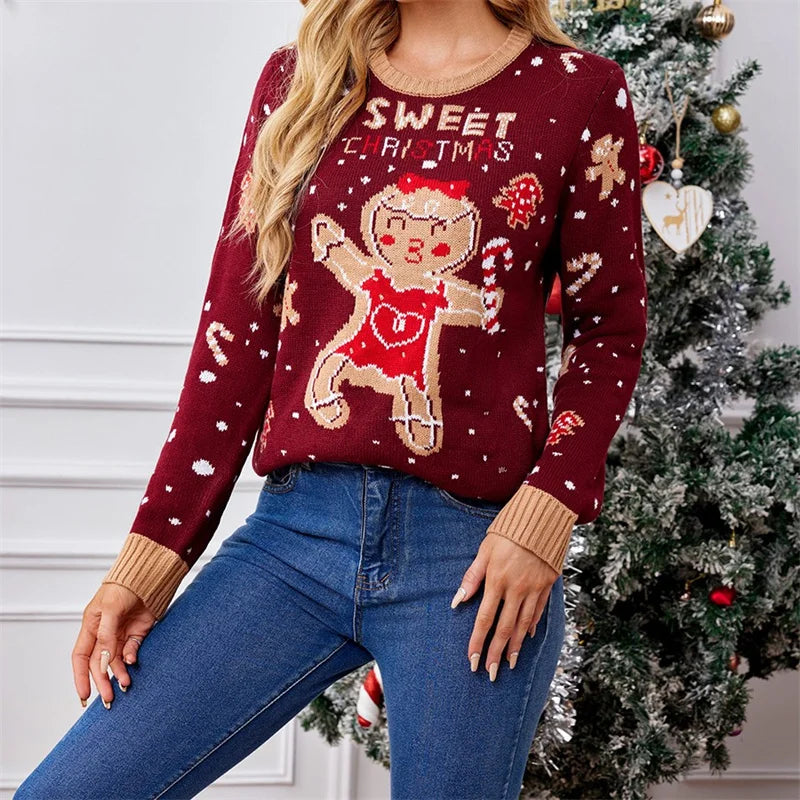 Loose Print Christmas Sweater