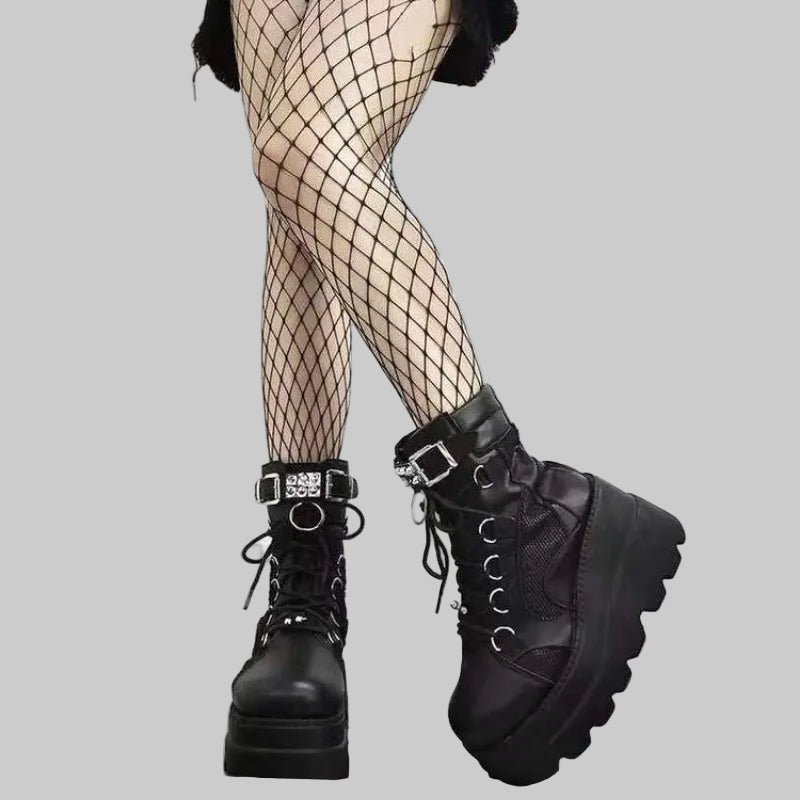 Cosplay Gothic Chunky High Heel Ankle Boots