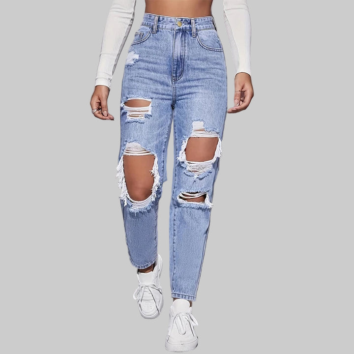 American Retro  High Waist Perforated Jeans