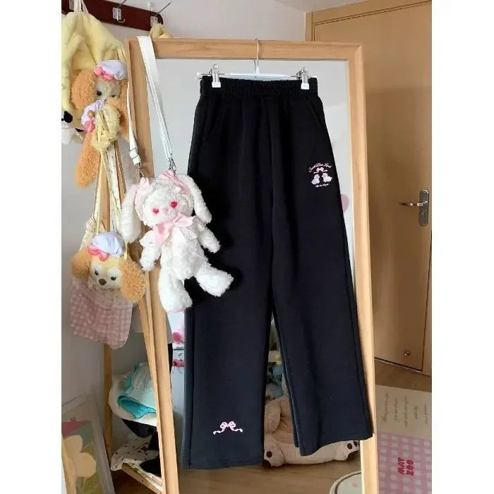 Cartoon Casual Loose-Fit Wide-Leg Sweatpants