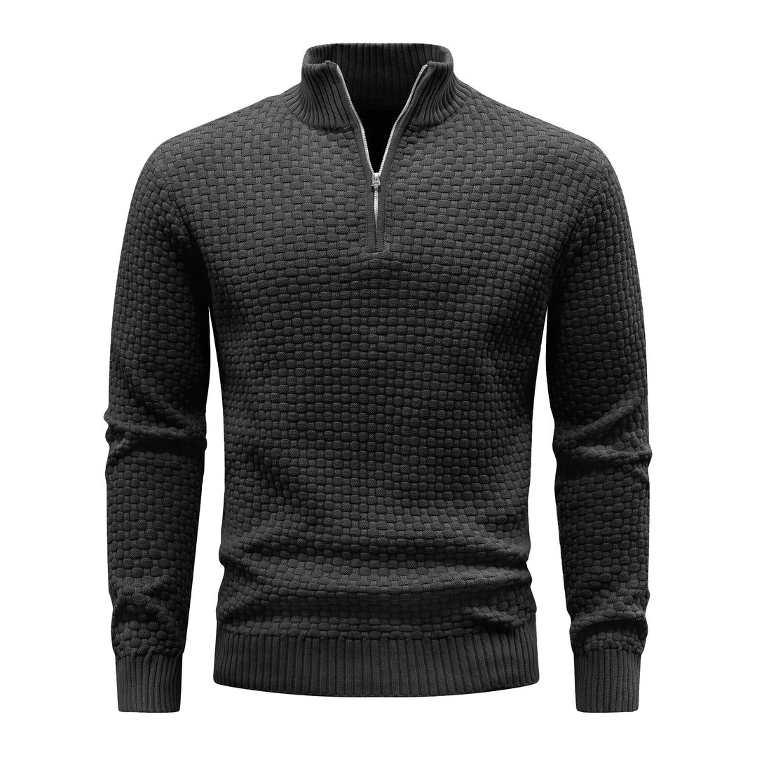 Winter Soft Waffle Knit Warm Zip-Up Sweater