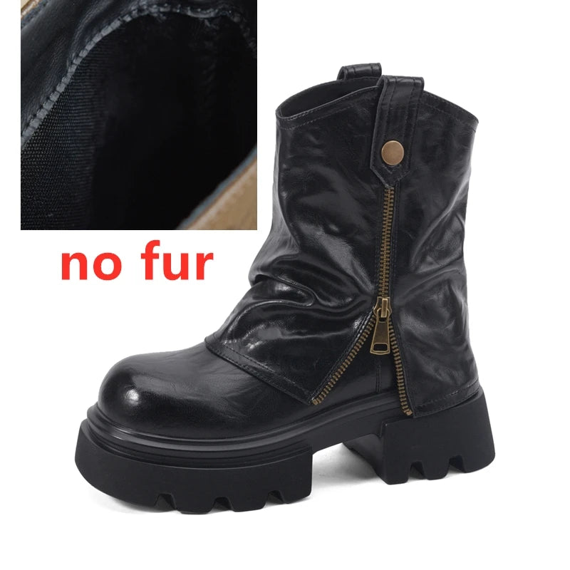 Thick-Soled Square-Toe Ankle Boots