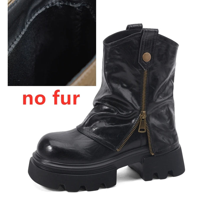 Thick-Soled Square-Toe Ankle Boots