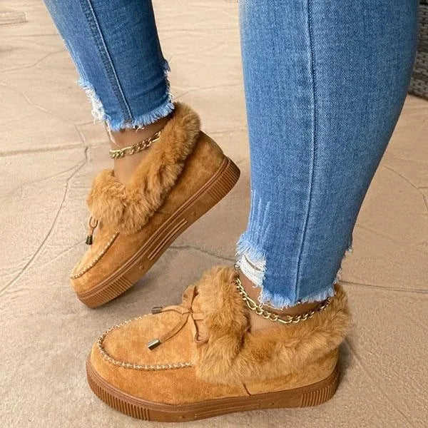Warm Solid Color Furry Cotton Winter Footwear