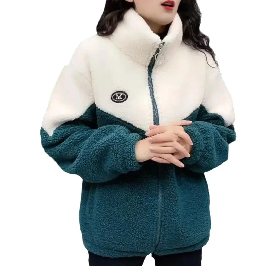Mid-Length Thick Lamb Fleece Jacket