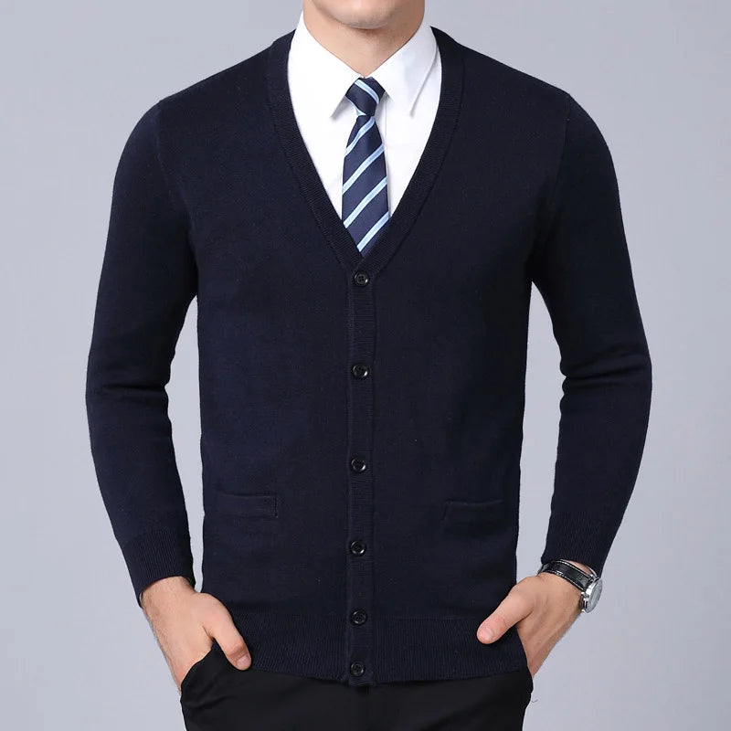 V-Neck Slim Fit British Style Cardigan Sweater