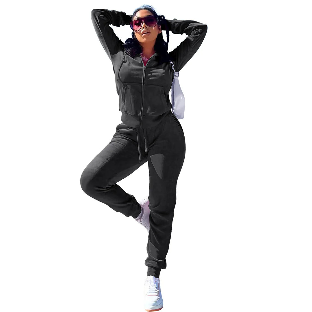 Hooded Velvet Jogger Set