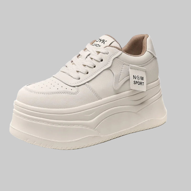 Genuine Leather 12cm Platform Chunky Sneakers