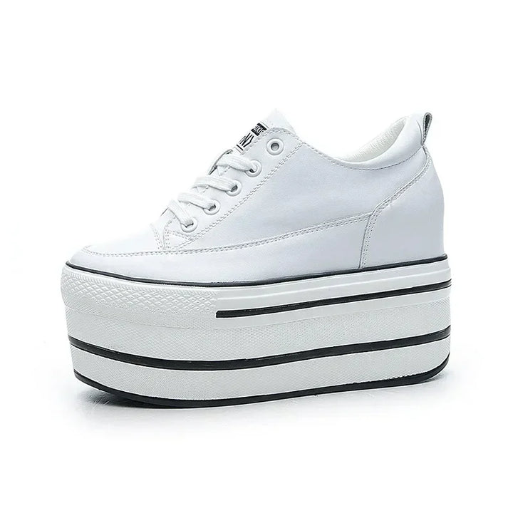 Premium Leather High Platform Chunky Sneakers