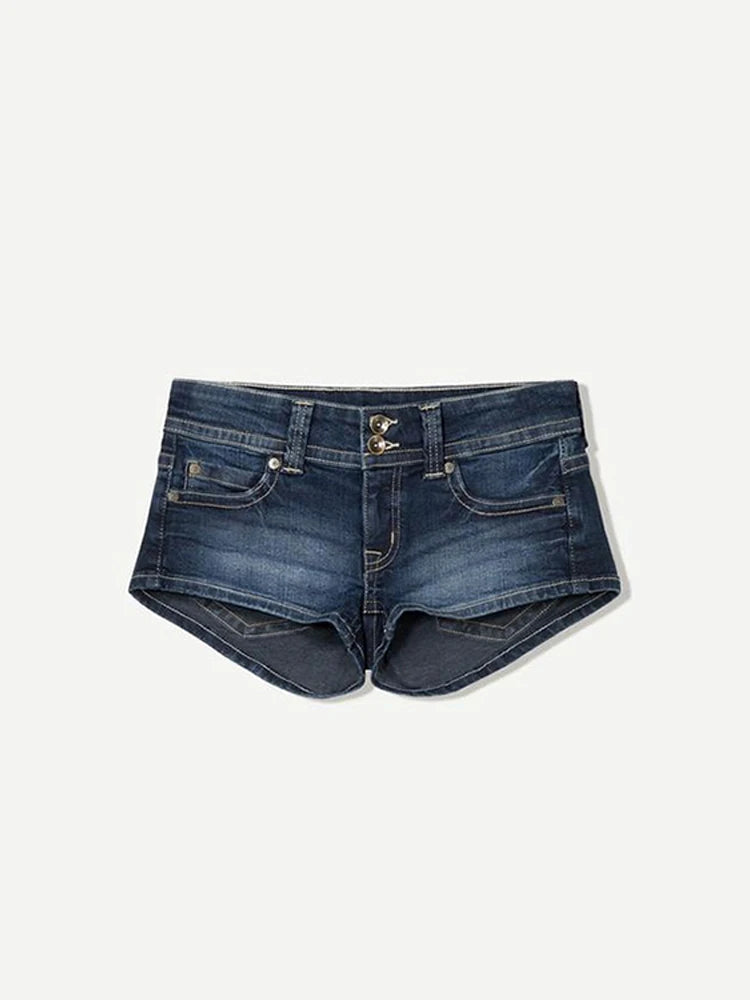 Y2K Low-Waist Peachy Bottom Denim Mini Shorts