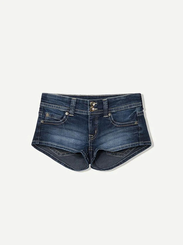 Y2K Low-Waist Peachy Bottom Denim Mini Shorts