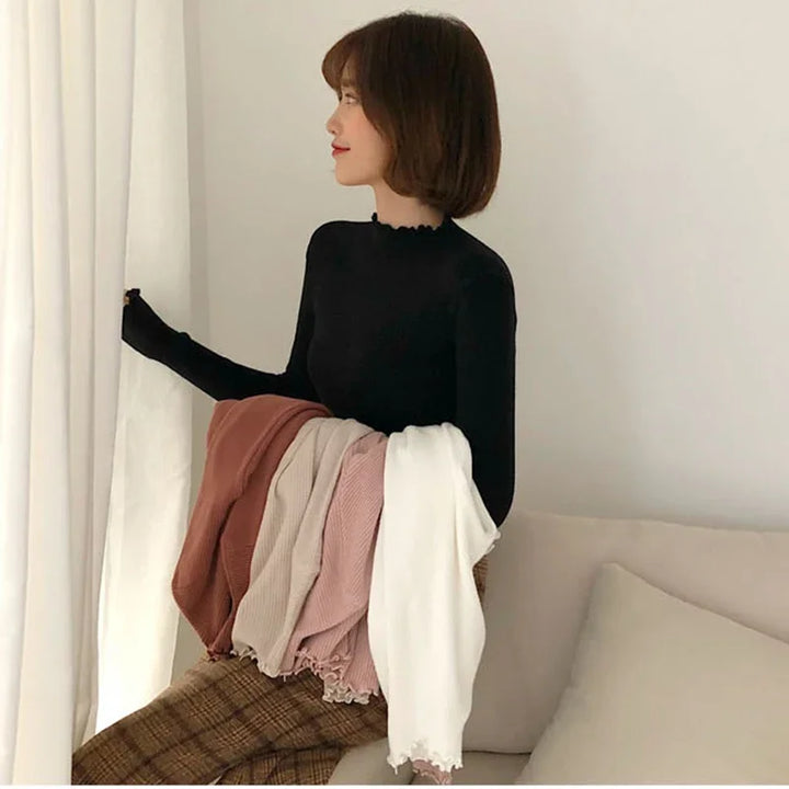 Knitted Ribbed Pullover Sweater