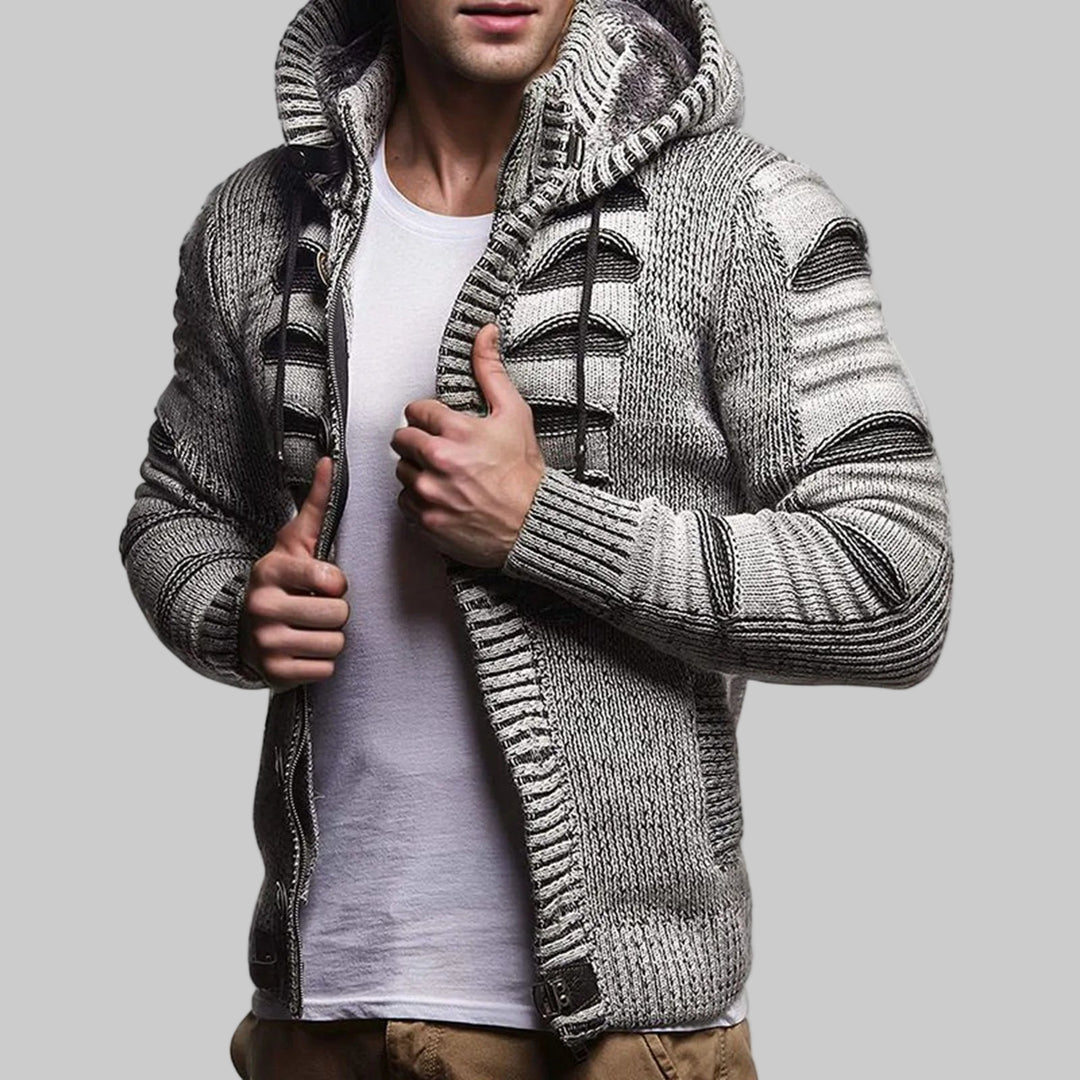 Hooded Knitted Long Sleeve Cardigan Sweater