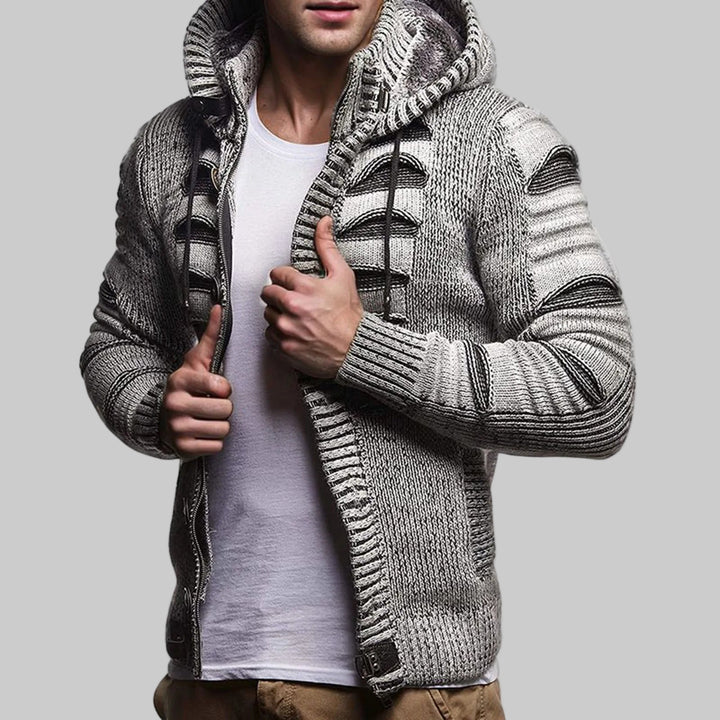 Hooded Knitted Long Sleeve Cardigan Sweater