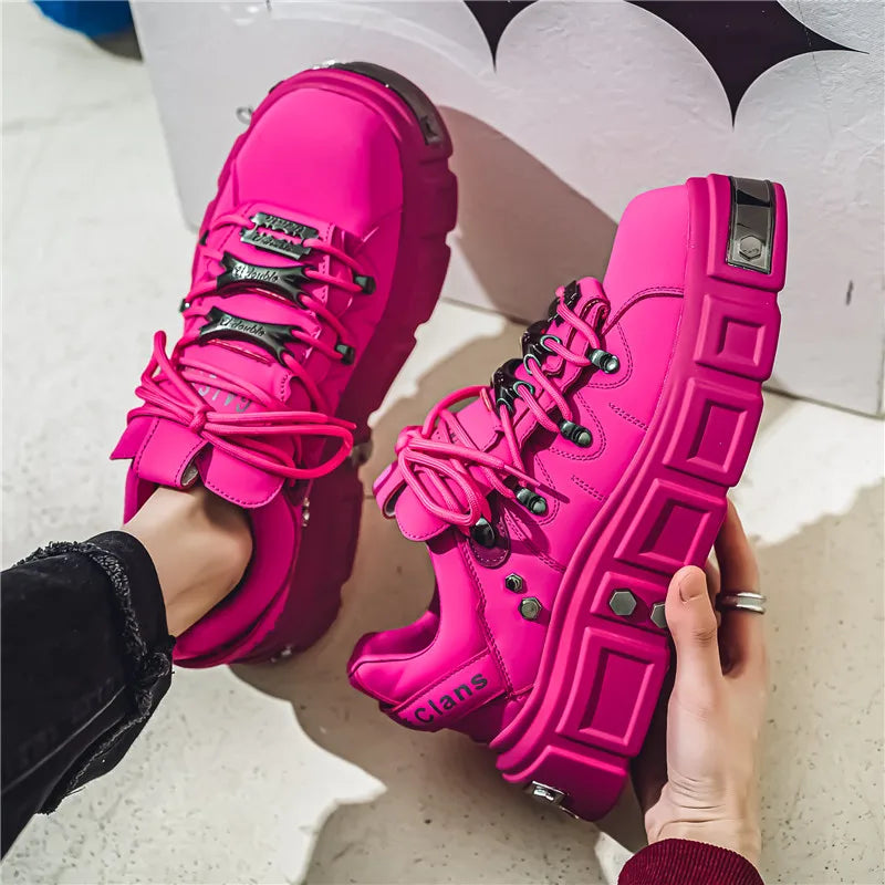 Trendy Pink Platform Sneakers