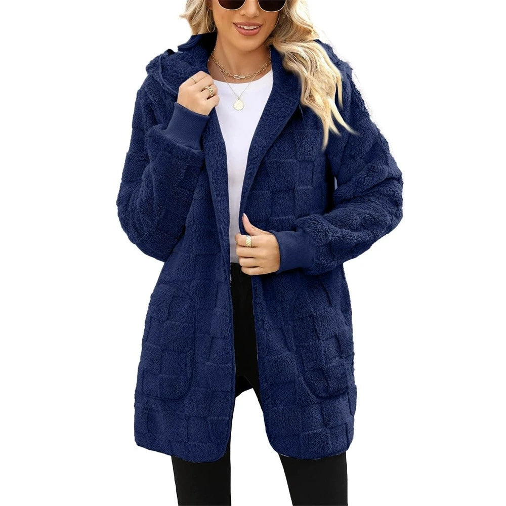 Hooded Plush Velvet cardigan coats