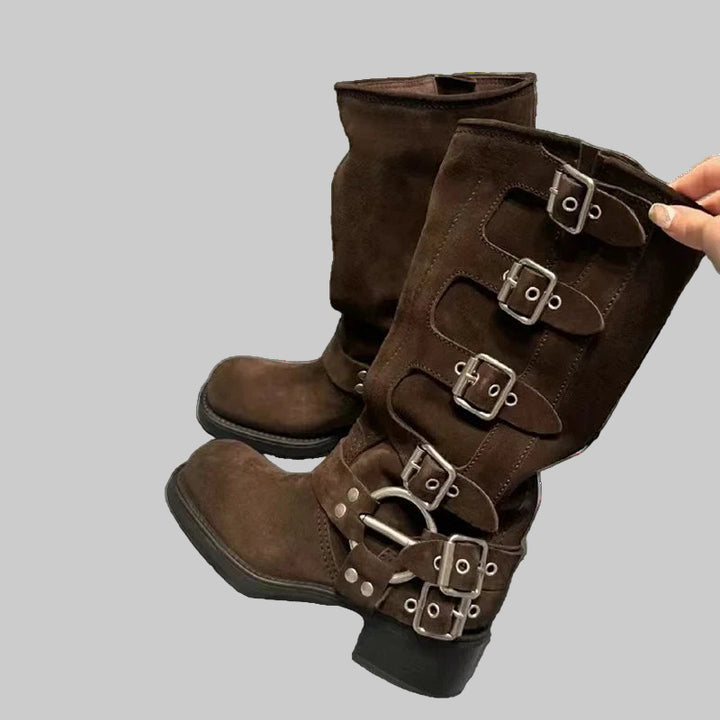 Handmade Leather High-Top Motorcycle Boots