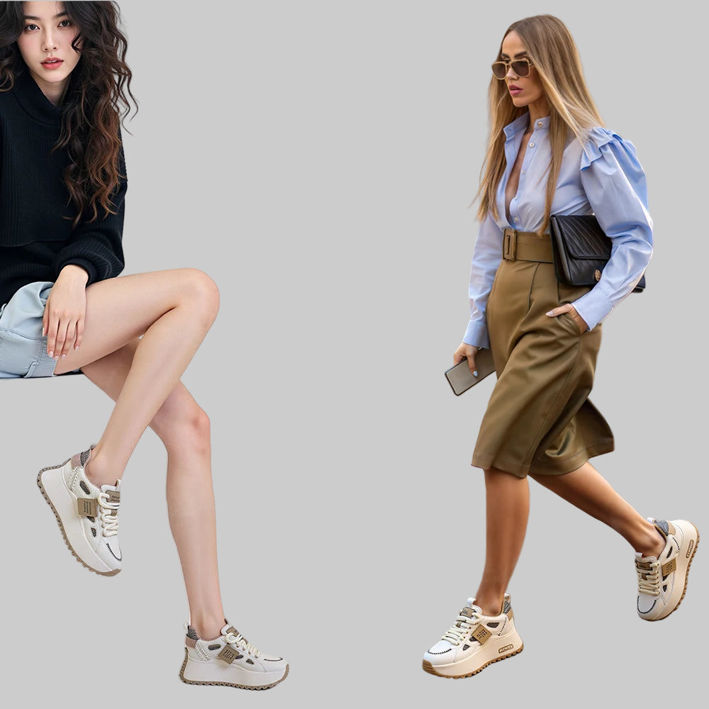 3-Inch Genuine Leather Platform Sneakers