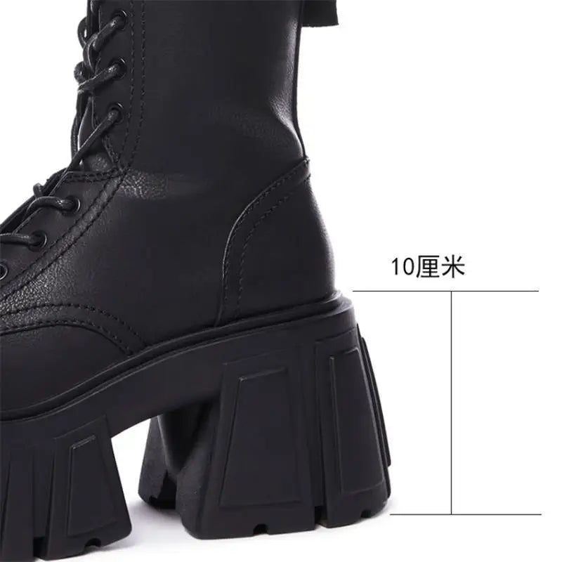 Super High 10cm Thick-Soled Punk Style British Shoes