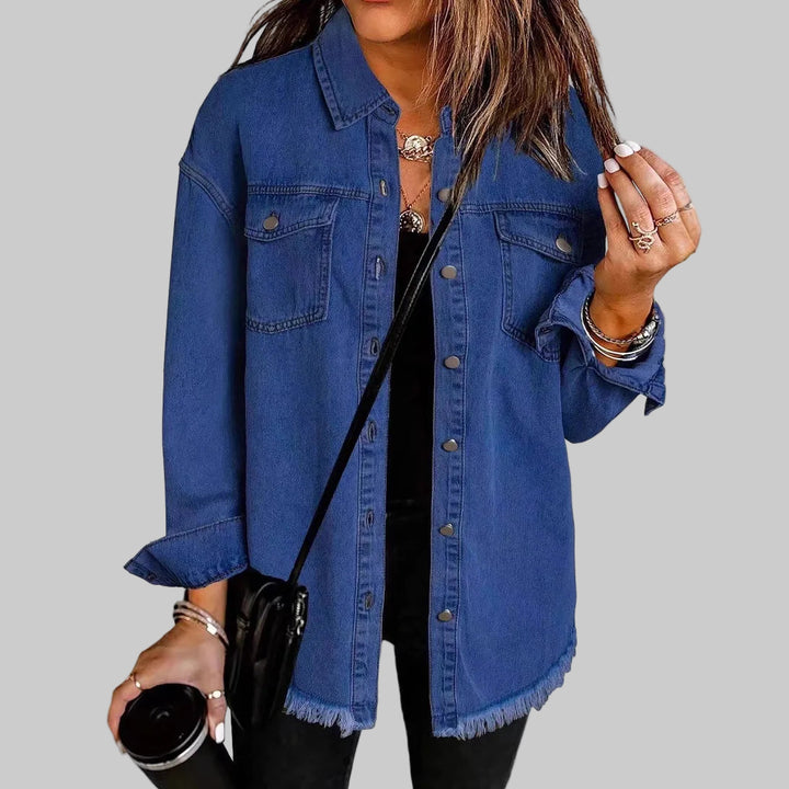 Simple Buttoned Casual Folded Collar Y2K Denim Coat
