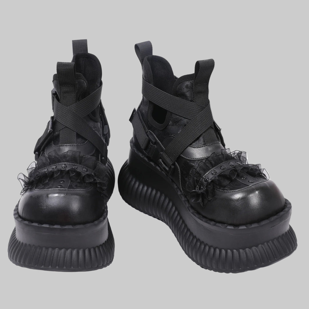 Dark Chunky Sole High-Top Boots