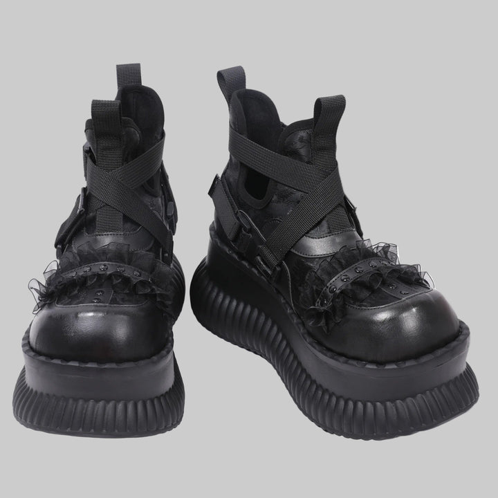 Dark Chunky Sole High-Top Boots