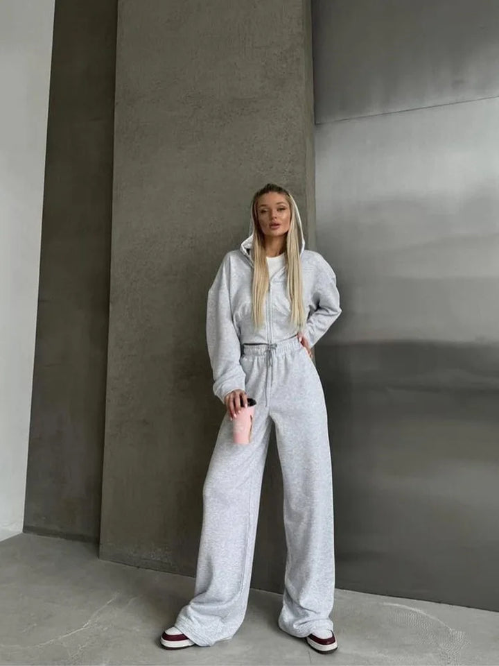 Casual Long Sleeve Hooded 2-Piece Set