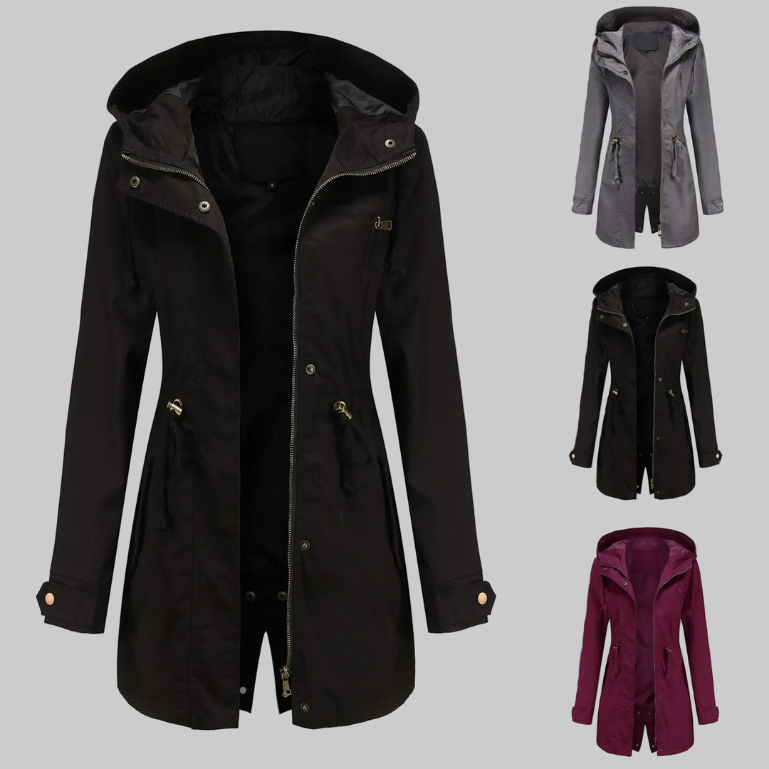 Hooded Drawstring Waist Oversized Windbreaker