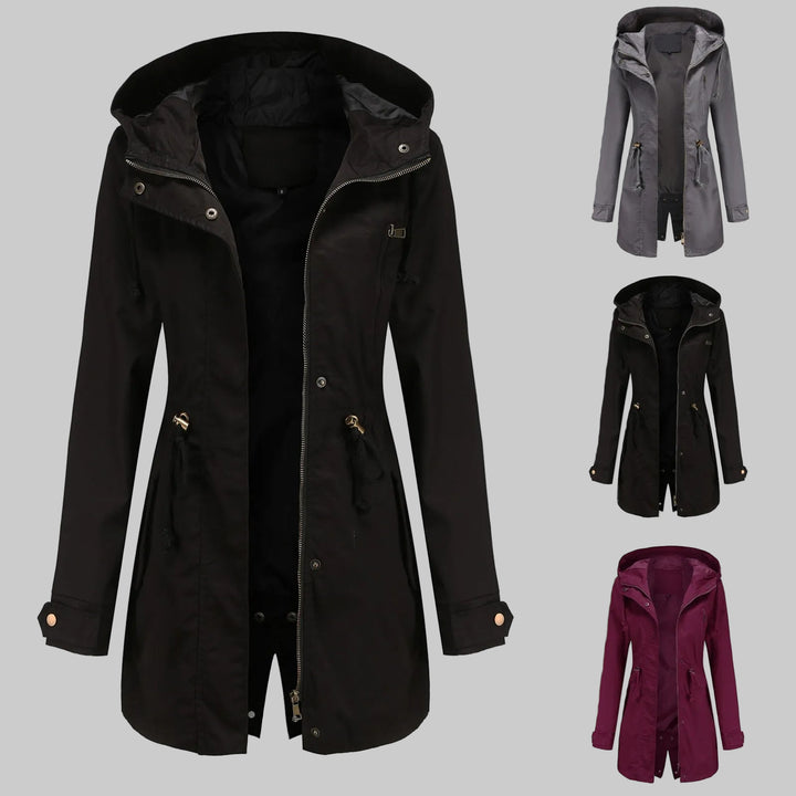 Hooded Drawstring Waist Oversized Windbreaker