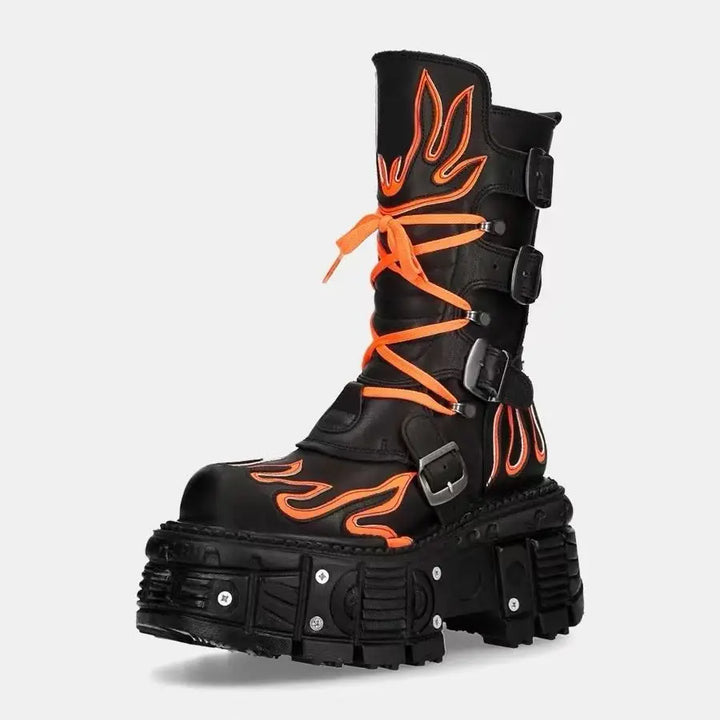 Retro Dark Punk Locomotive Rock Boots