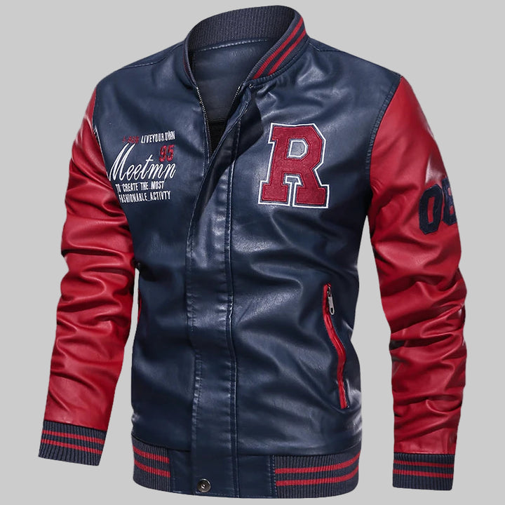 CB American baseball collar PU Leather jacket