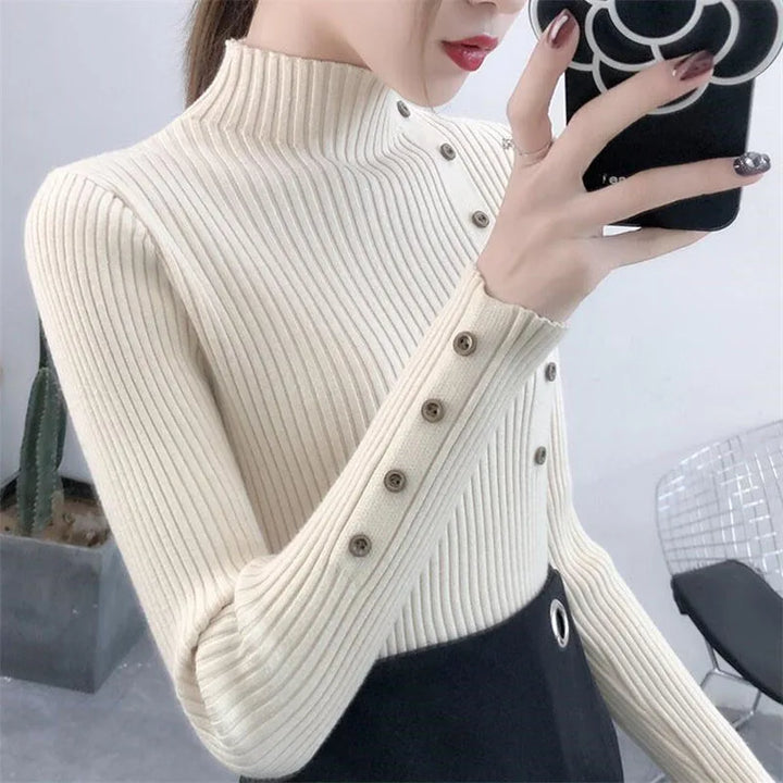 Solid Color Slim Fit Knitted Turtleneck Sweater