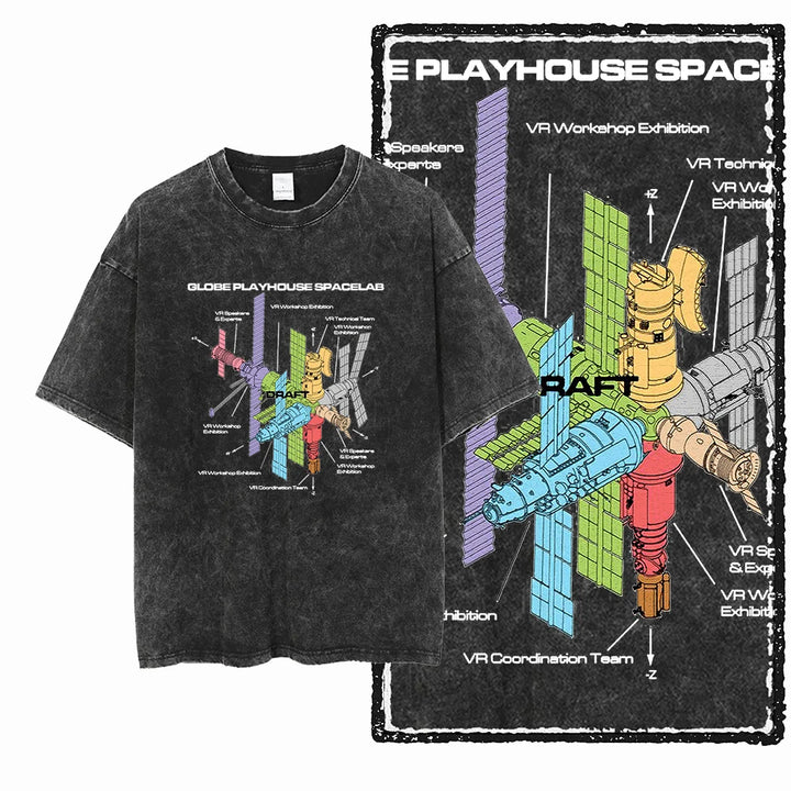Oversized Washed Retro Finish Print Tees