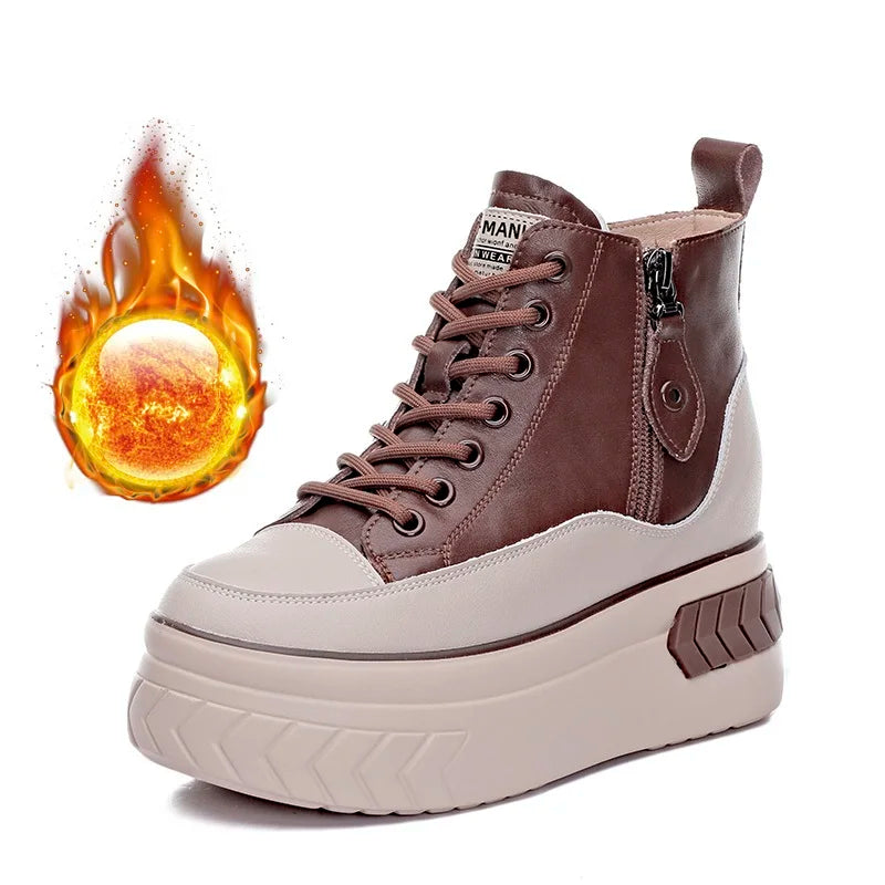 High Top Genuine leather 8cm Platform Boots