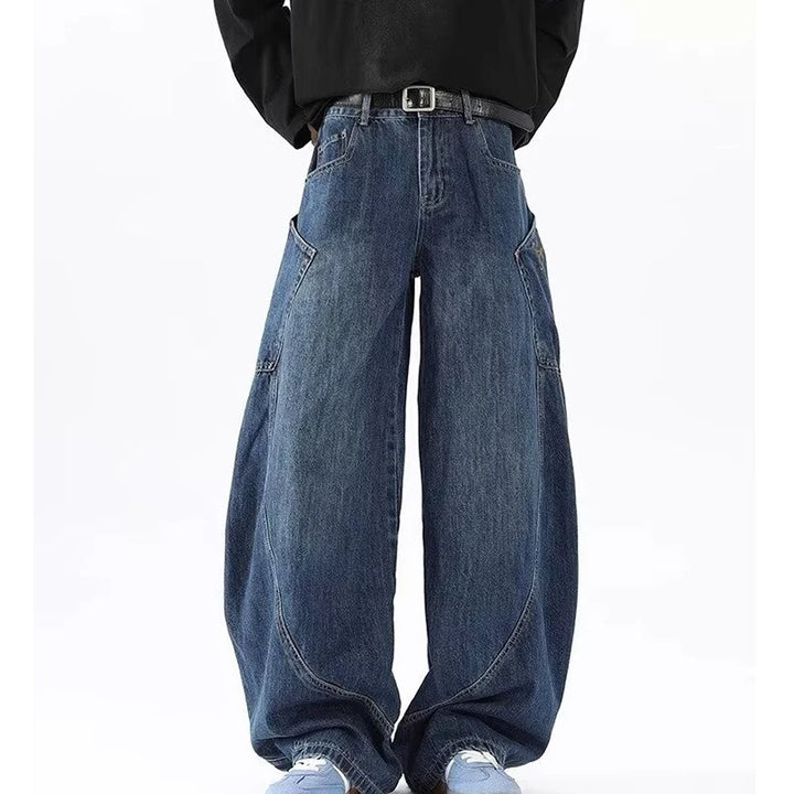 Vintage Y2K Baggy Jeans with Curved Knife Embroidery