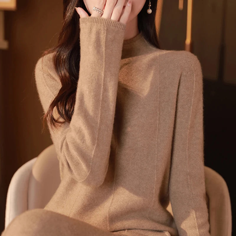 Solid Color Mock Neck Pullover Sweater