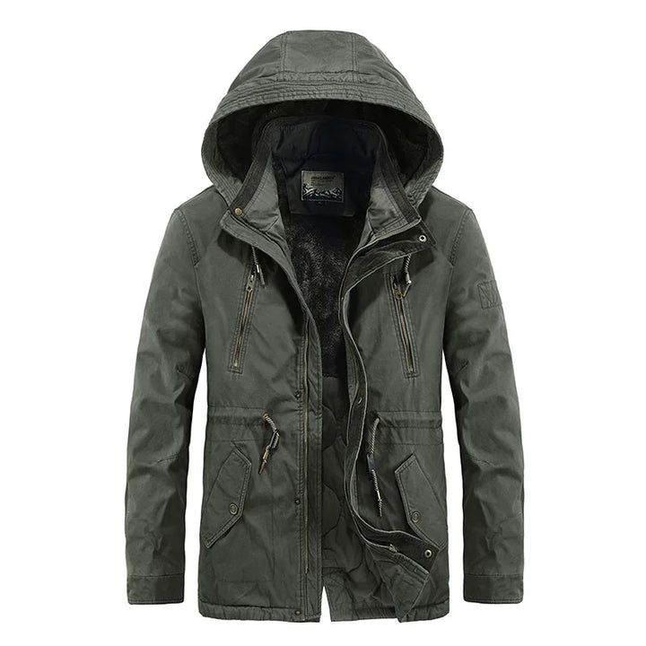 Fleece Lined Detachable Hood Winter Coat