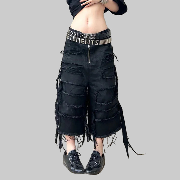 Gothic Casual High-Waisted Retro Denim Shorts