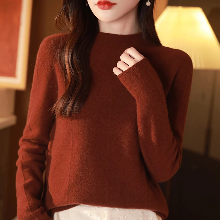 Solid Color Mock Neck Pullover Sweater