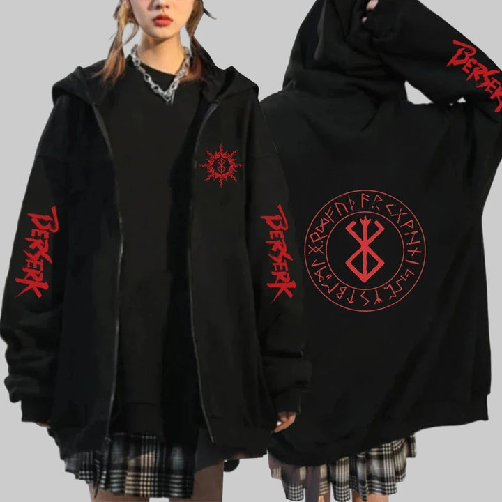 Japanese Anime Punk Hoodie with Courage Eyes