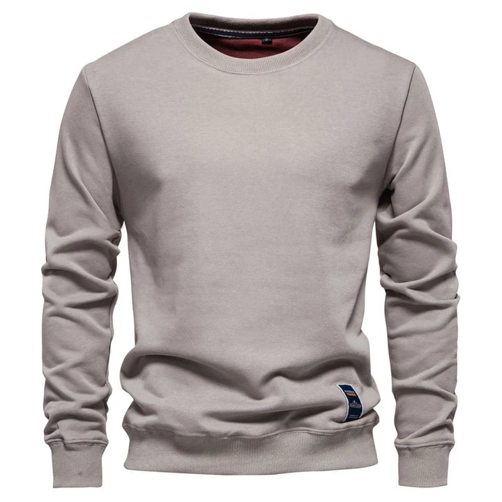 Casual Cotton-Blend Crew Neck Pullover Sweatshirt
