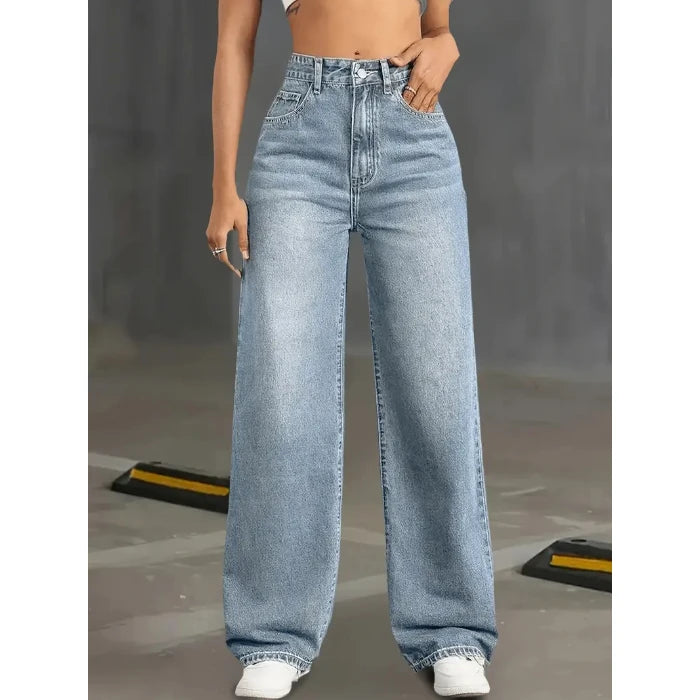 American High Waist Retro Straight Jeans