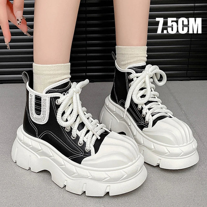 7CM Ankle Platform Boots for Autumn