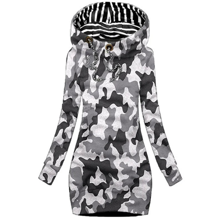 Casual Solid Color Long Sleeve Hoodie Dress