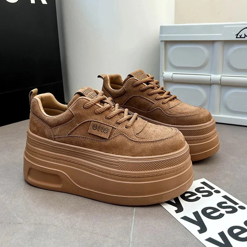 Retro Matte Leather Chunky Sneakers