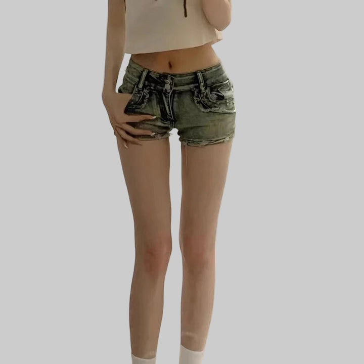 Trendy Women's Low Waist Punk Denim Shorts