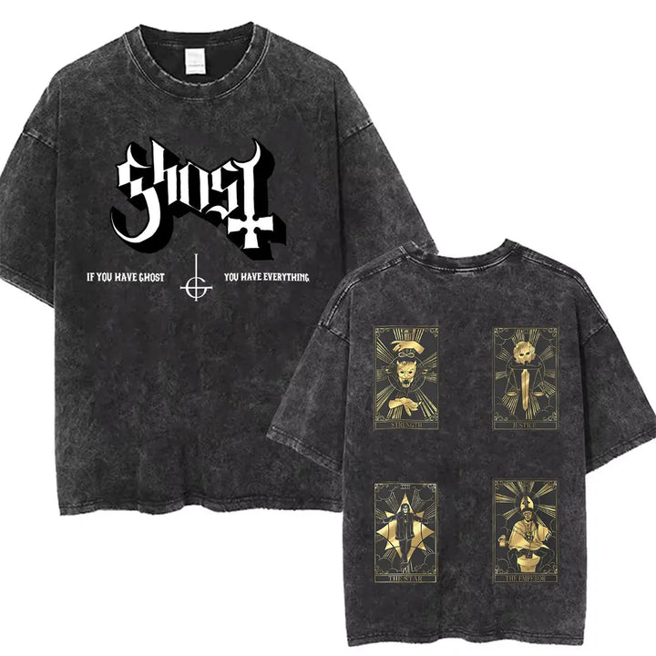 Washed Vintage Gothic Rock Metal Ghost Band Tees