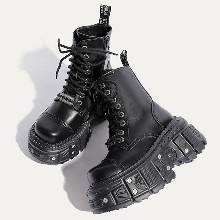 Retro Leather Punk Platform Boots