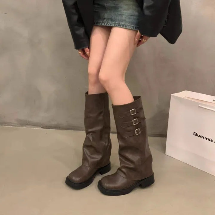 Retro Knee-High Slip-On Fashion Boots